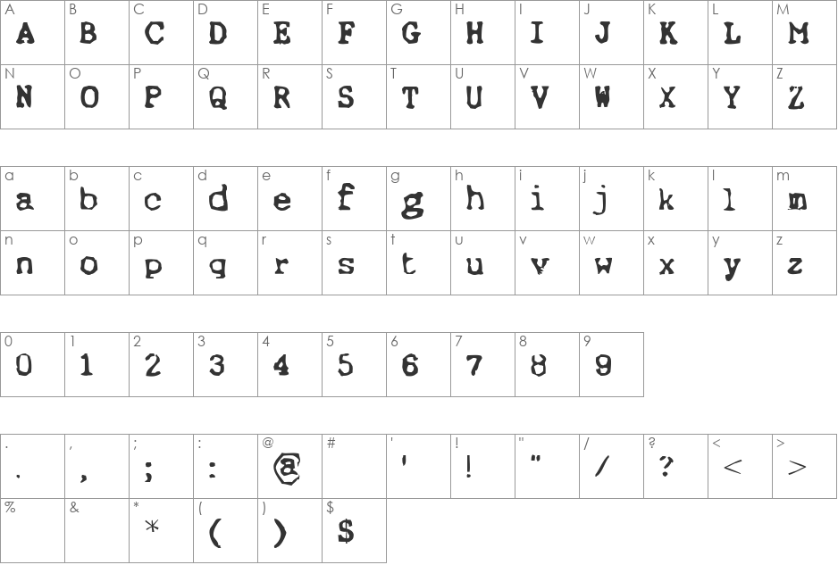 Ernst font character map preview