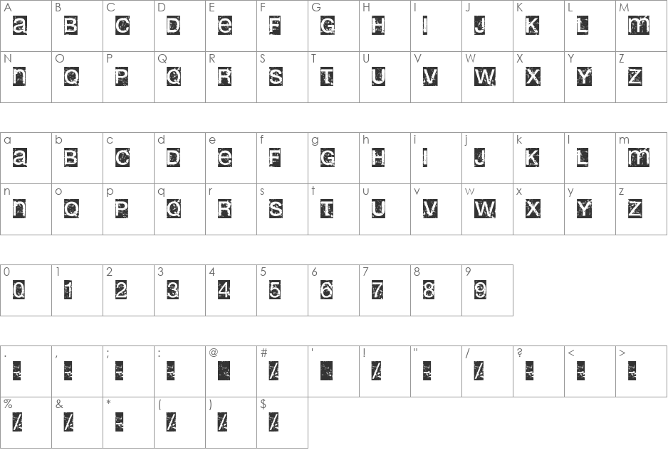 erolib font character map preview