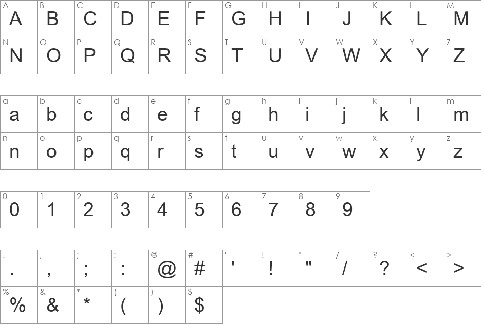 Amiran SP font character map preview
