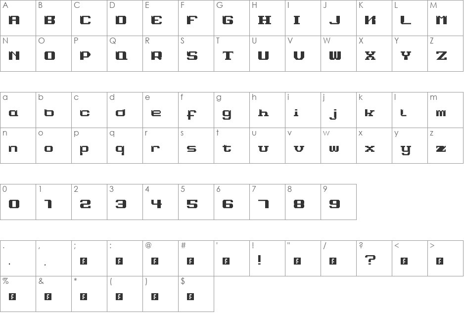 ERRO1 font character map preview
