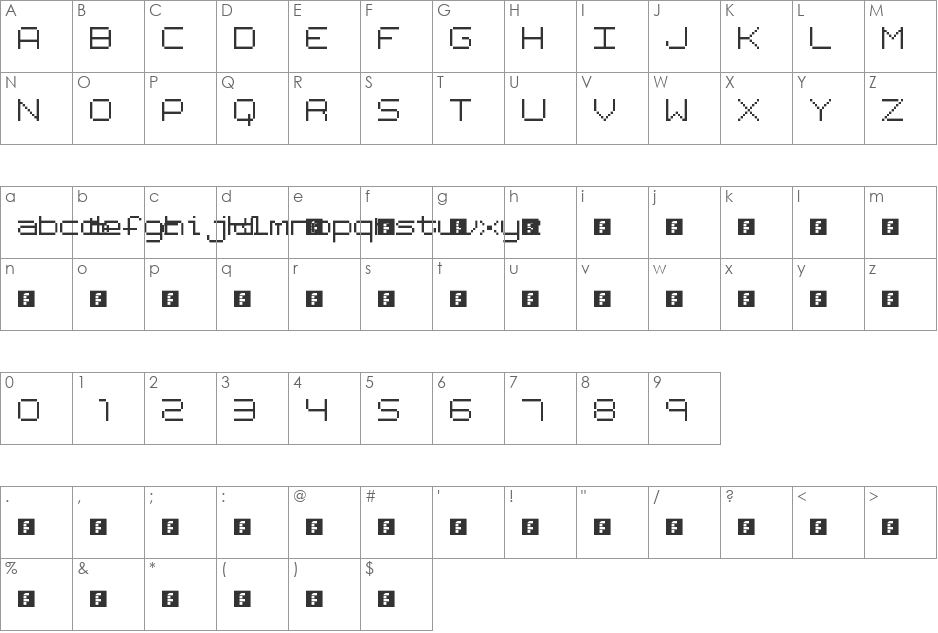 ERRO4 font character map preview
