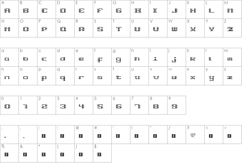 ERRO5 font character map preview