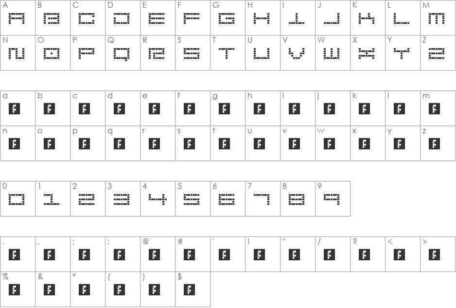ERRO7 font character map preview