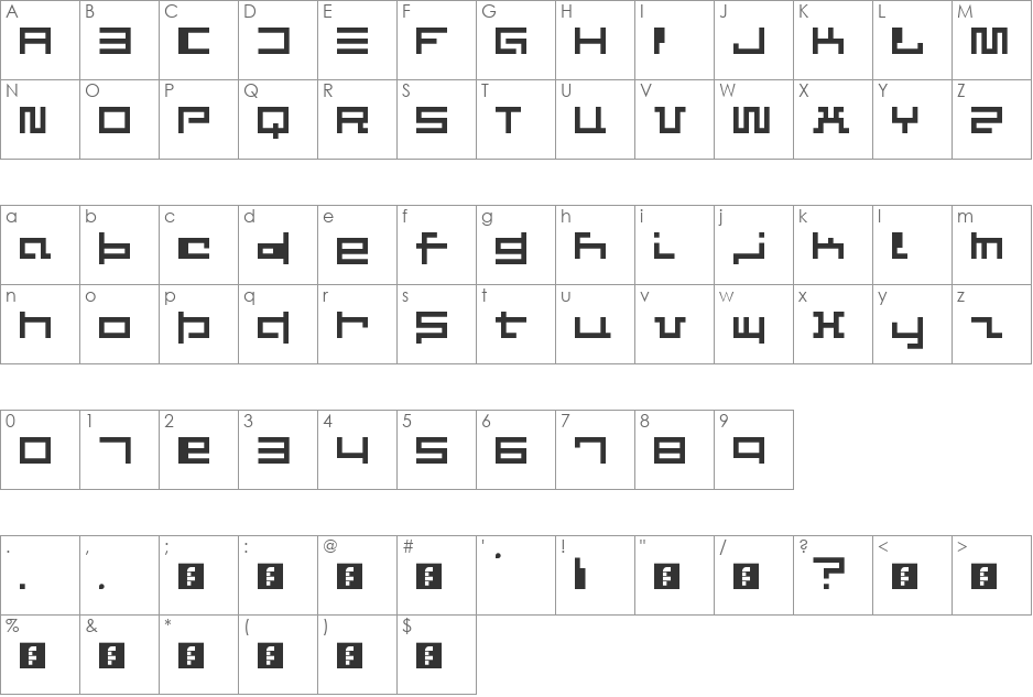 ERRO8 font character map preview