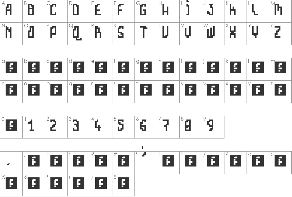 Escalator 4 font character map preview
