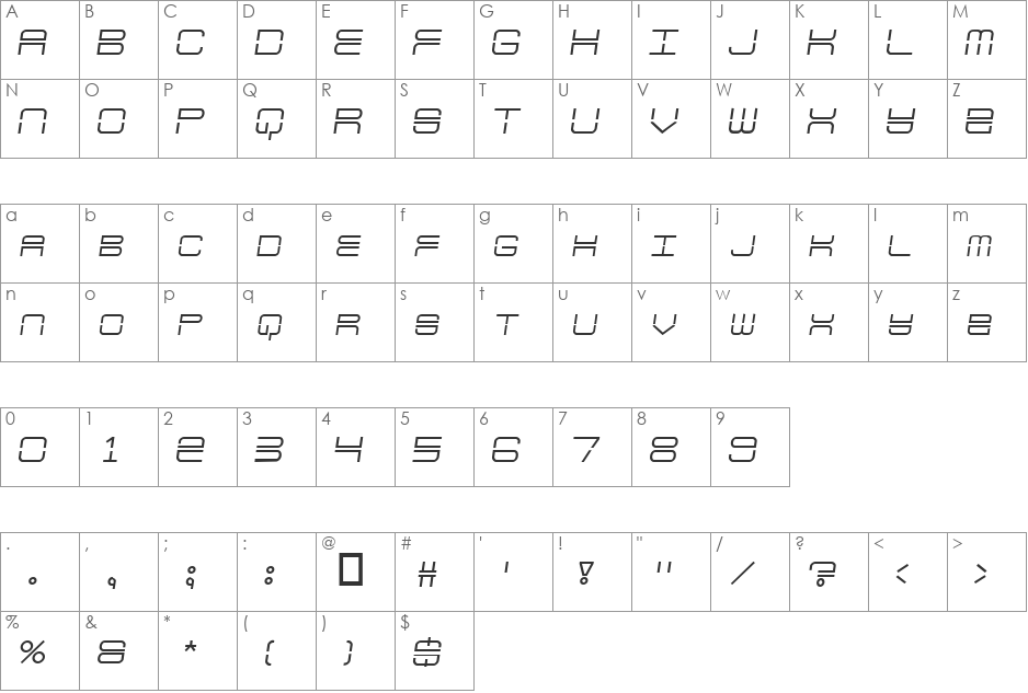 Escapade font character map preview