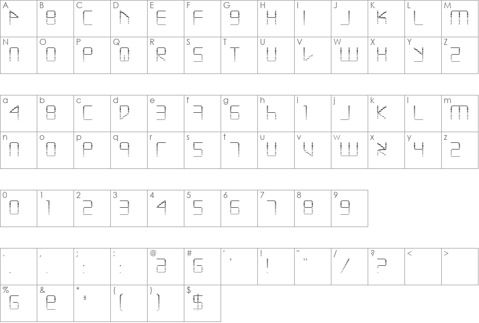 Escape Artist Gradient font character map preview