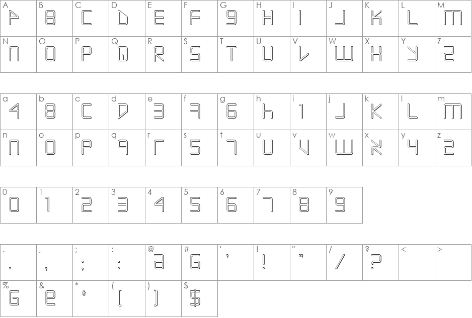 Escape Artist Shadow font character map preview