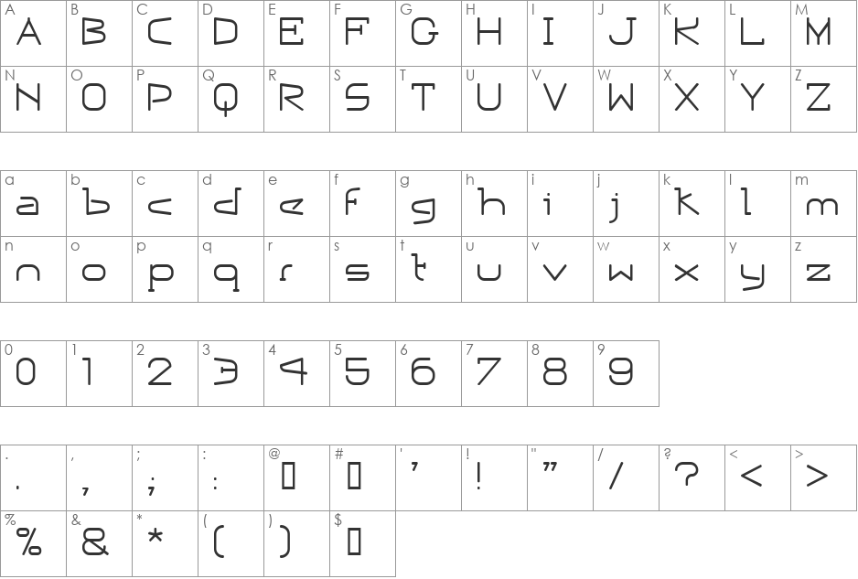 Escape Pod font character map preview