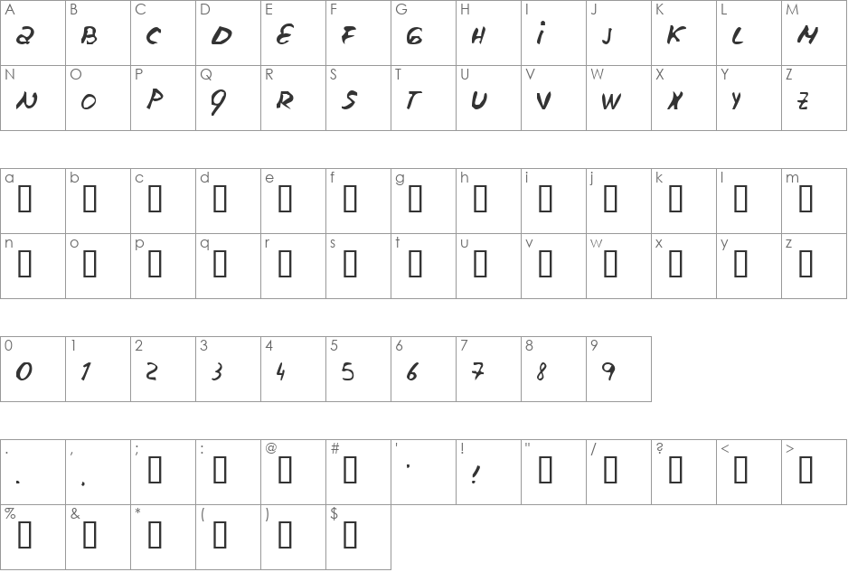 escudillers font character map preview