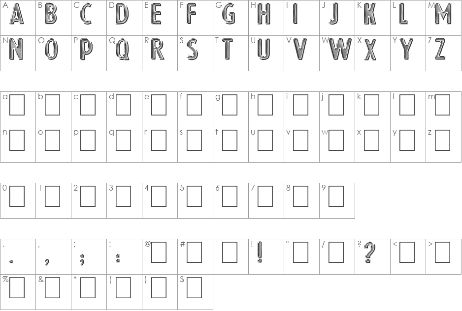 Eshop Advert font character map preview