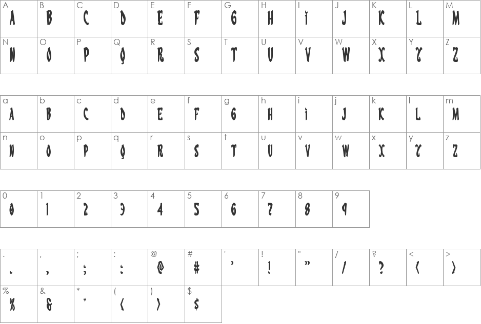 Eskindar Condensed font character map preview