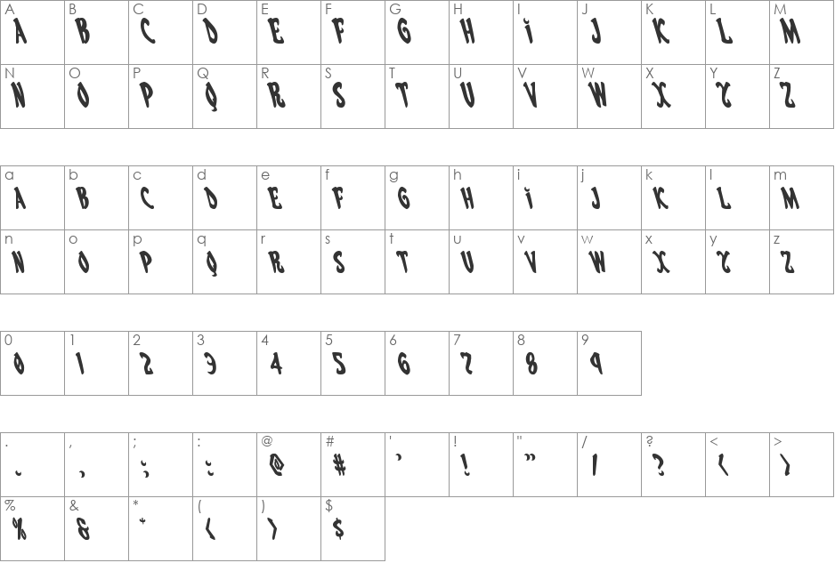 Eskindar Leftalic font character map preview