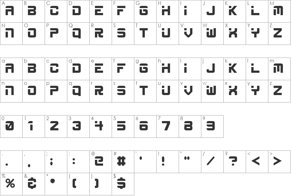 ESP font character map preview