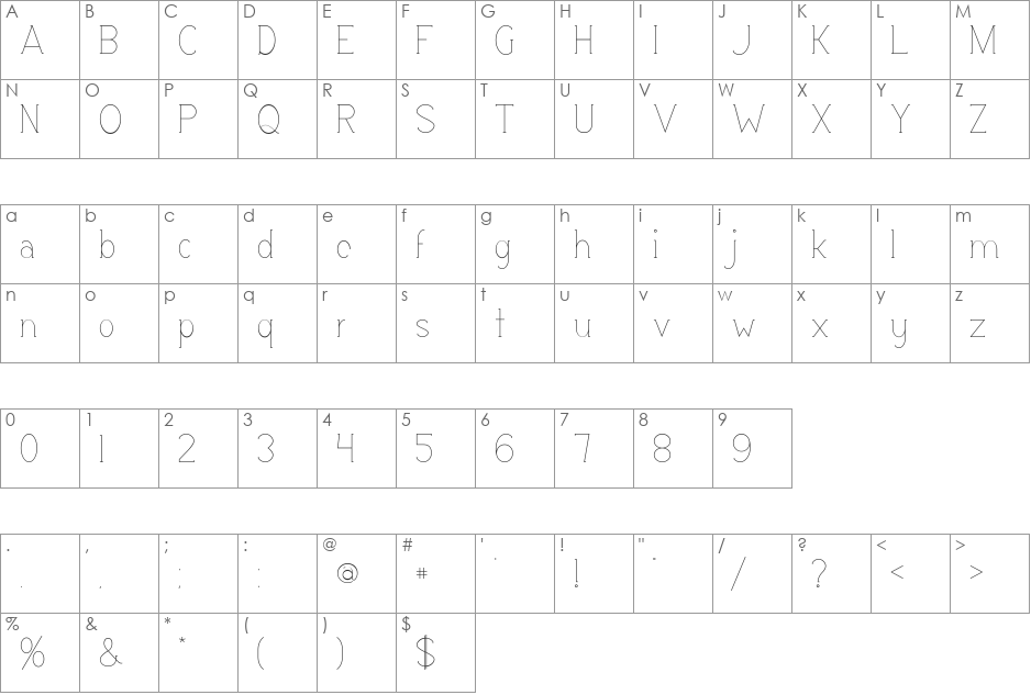 Espacio font character map preview