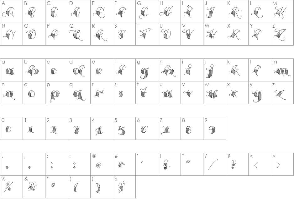 Espesor Olas Filled font character map preview