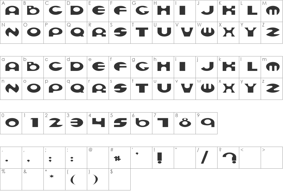 Espheres Ex font character map preview