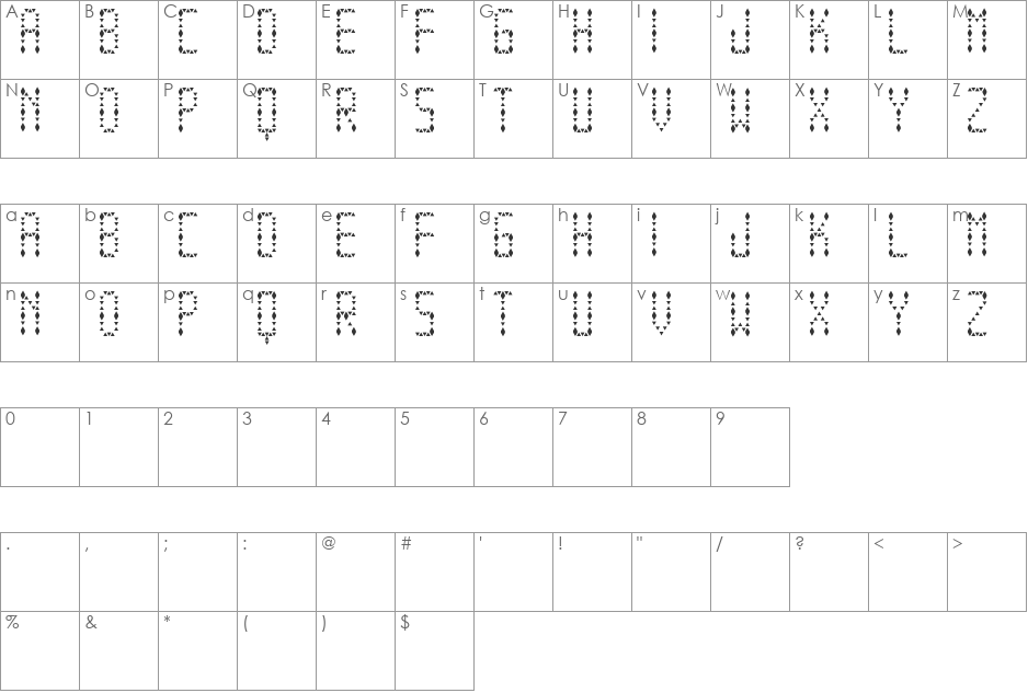 Espinuda tfb font character map preview