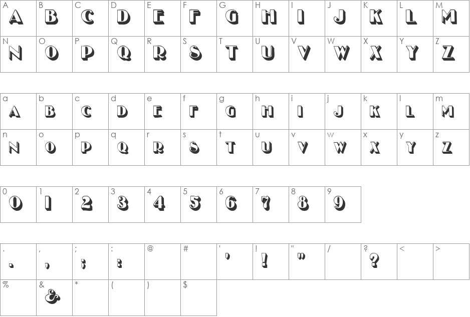 EsplanadeDisplay font character map preview