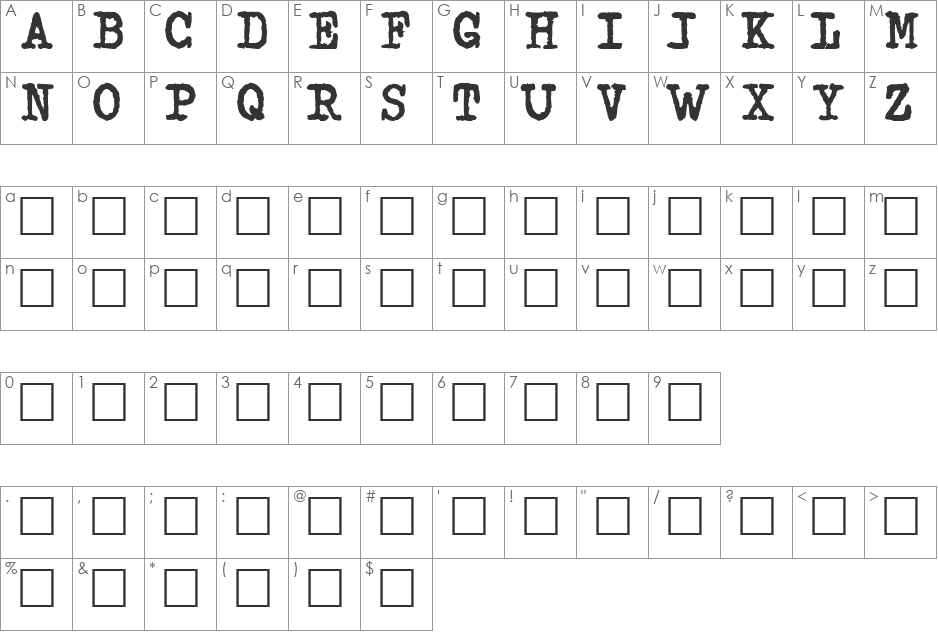 Espresso font character map preview