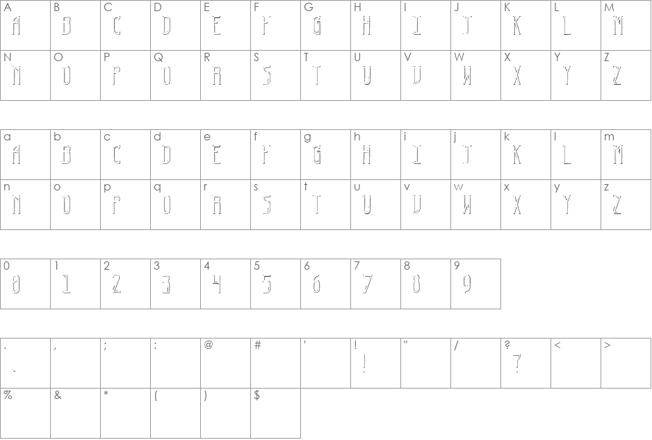 ESPY font character map preview