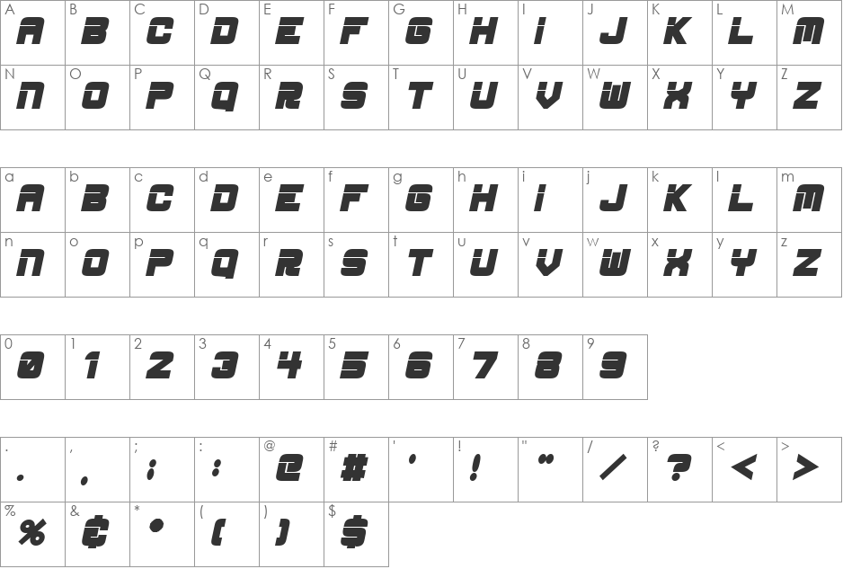 ESP_Bold_Italic font character map preview