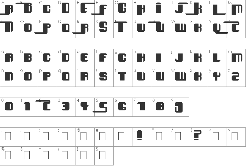 Essef font character map preview