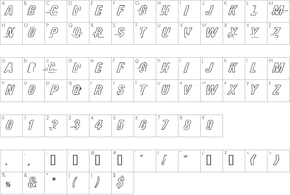 esso font character map preview