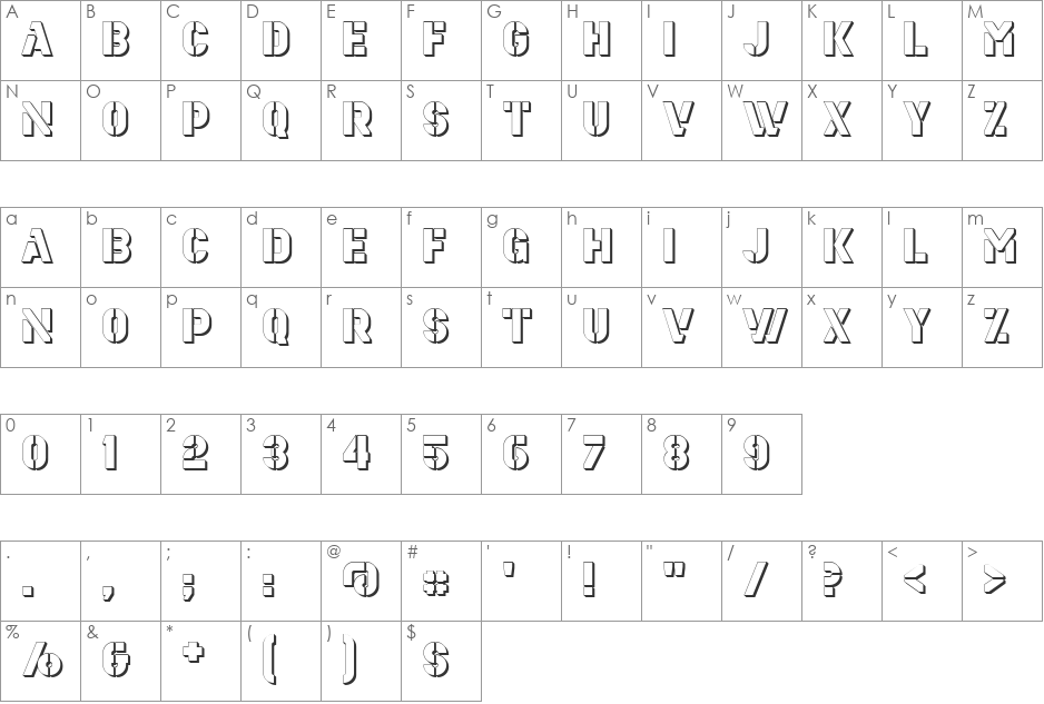 Estenceler font character map preview