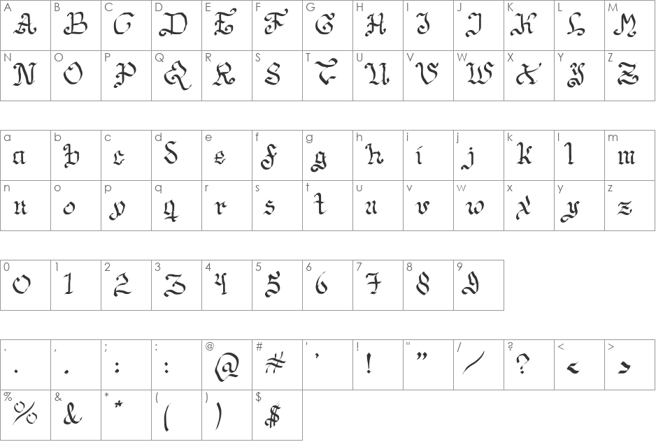 Estilographica font character map preview