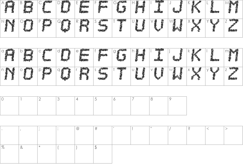 Estorea tfb font character map preview
