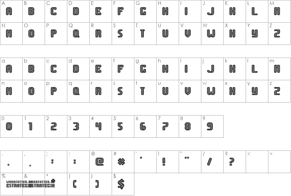 Estrategia font character map preview