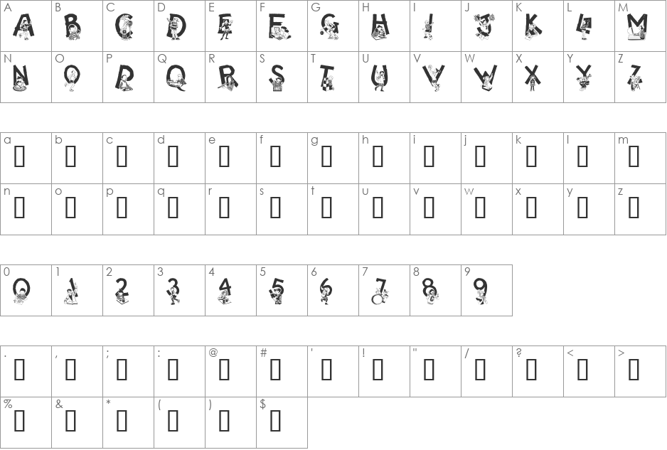 Estudiantes font character map preview