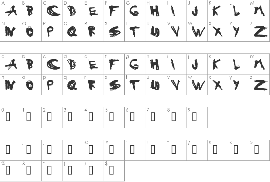 Estuque font character map preview