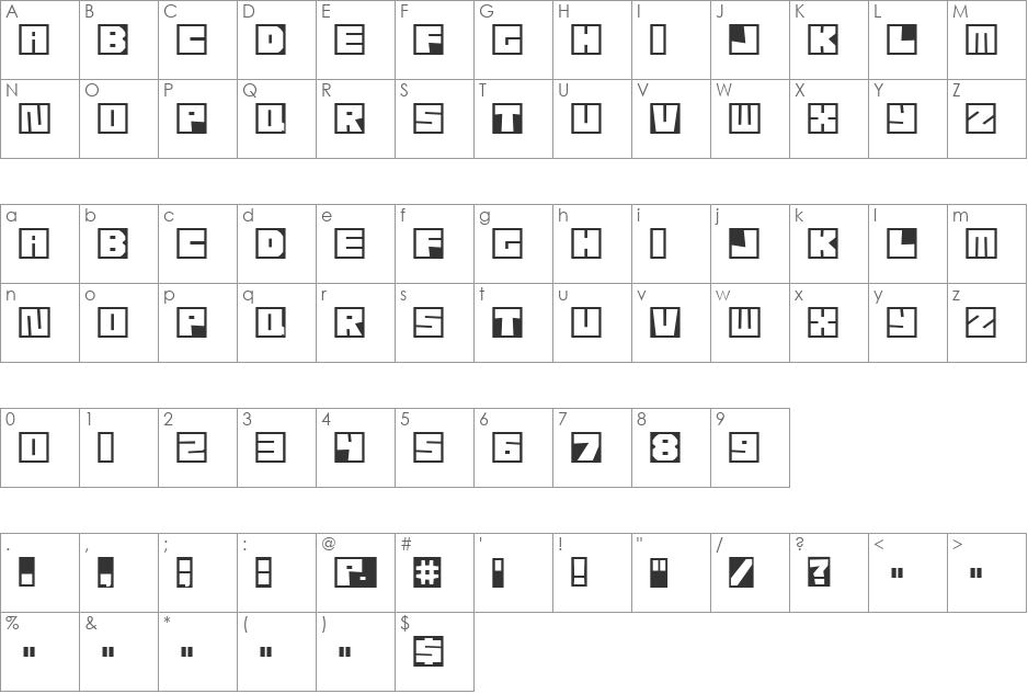 EtcherSkesch Inverse font character map preview