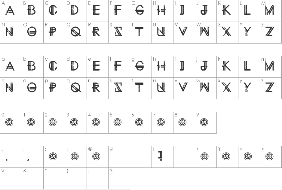 Eternity Tomorrow font character map preview
