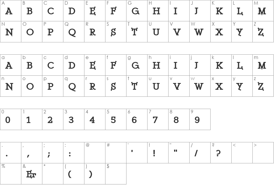 ETH Serif font character map preview