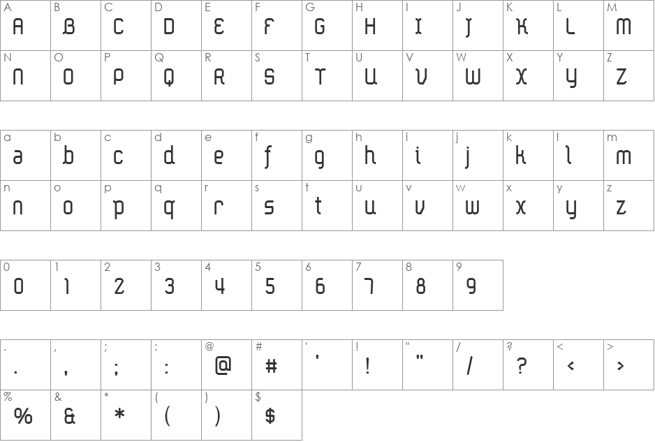 Ether font character map preview