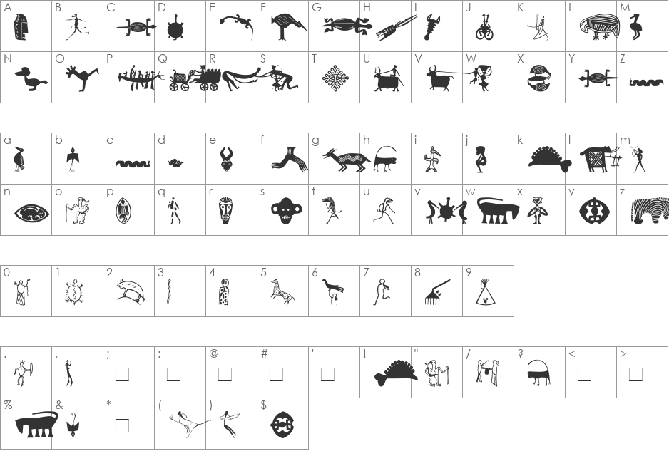Ethno font character map preview