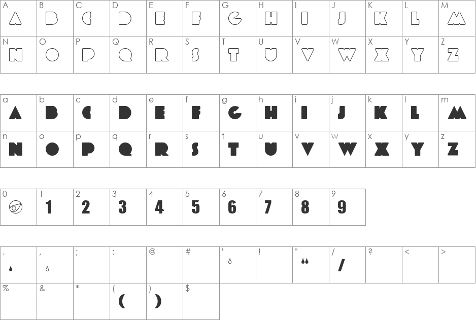 ETIAW font character map preview