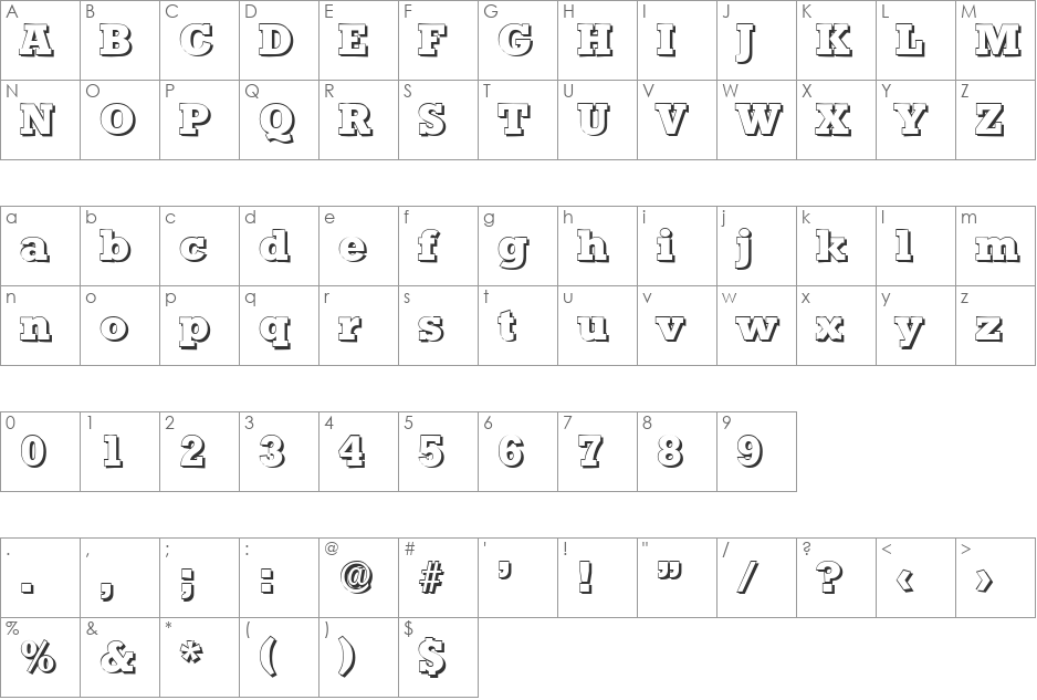 EugeneBeckerShadow-ExtraBold font character map preview