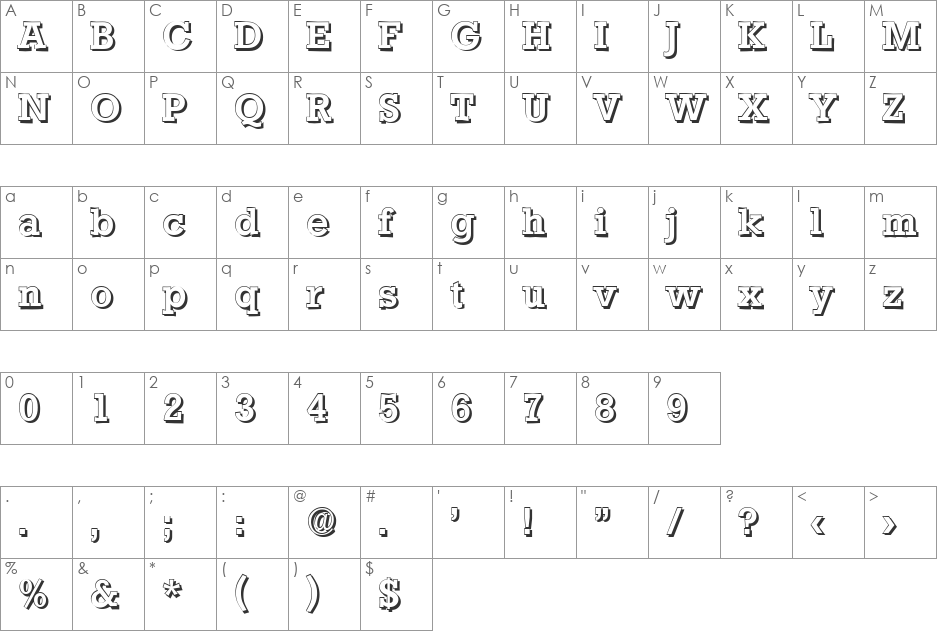 EugeneBeckerShadow-Medium font character map preview