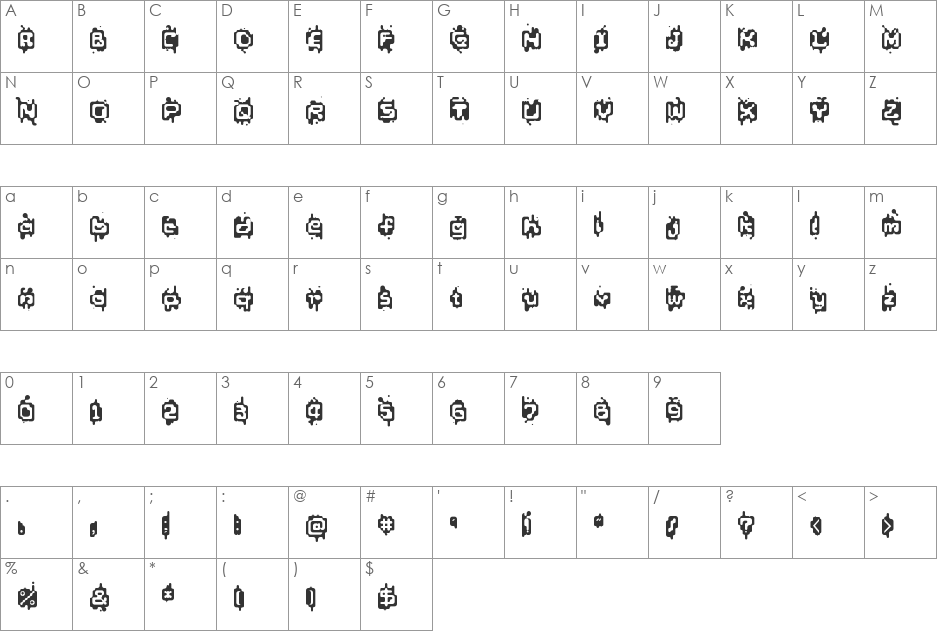 euglena font character map preview