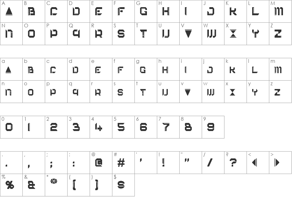 Eurocorp font character map preview