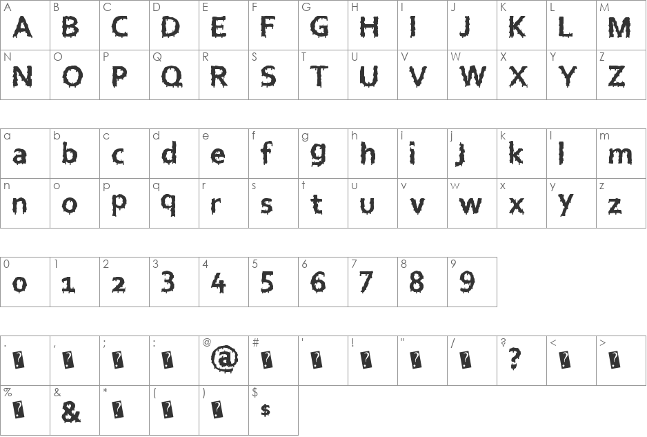 EuroHorror font character map preview