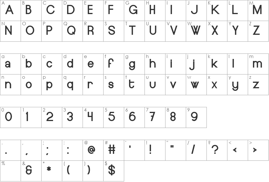 Europe Underground font character map preview