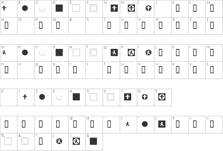 Ampelmaennchen font character map preview