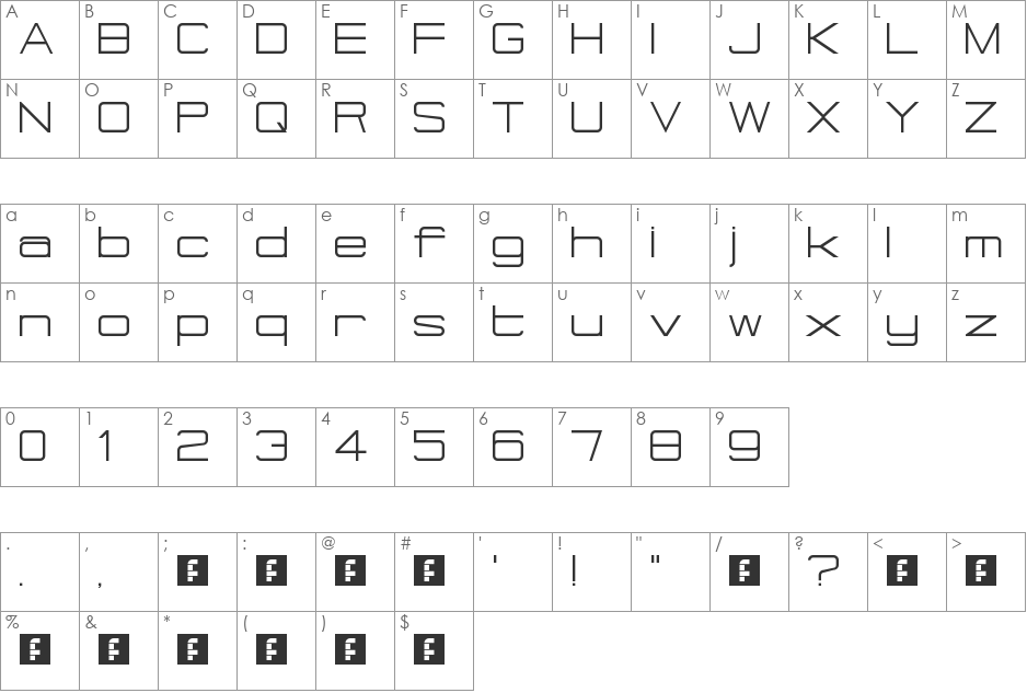 Eurosteal font character map preview