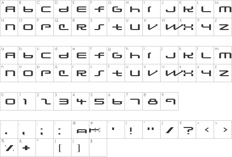 Eurostile font character map preview