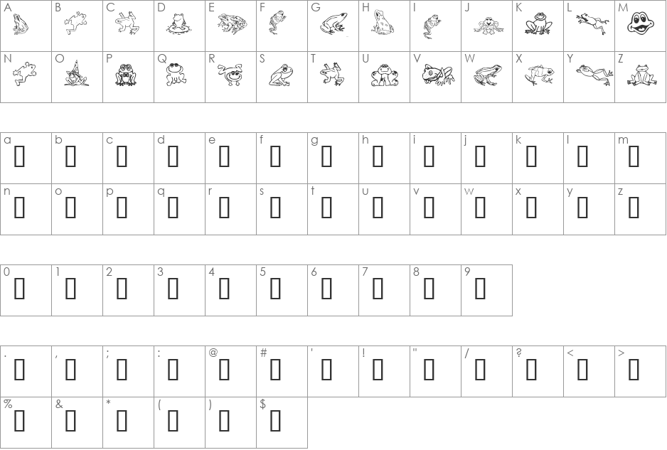 Amphibia font character map preview